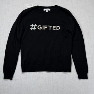 Milly Cashmere Sweater Black Crewneck #GIFTED Glass Beads Embellished Size S